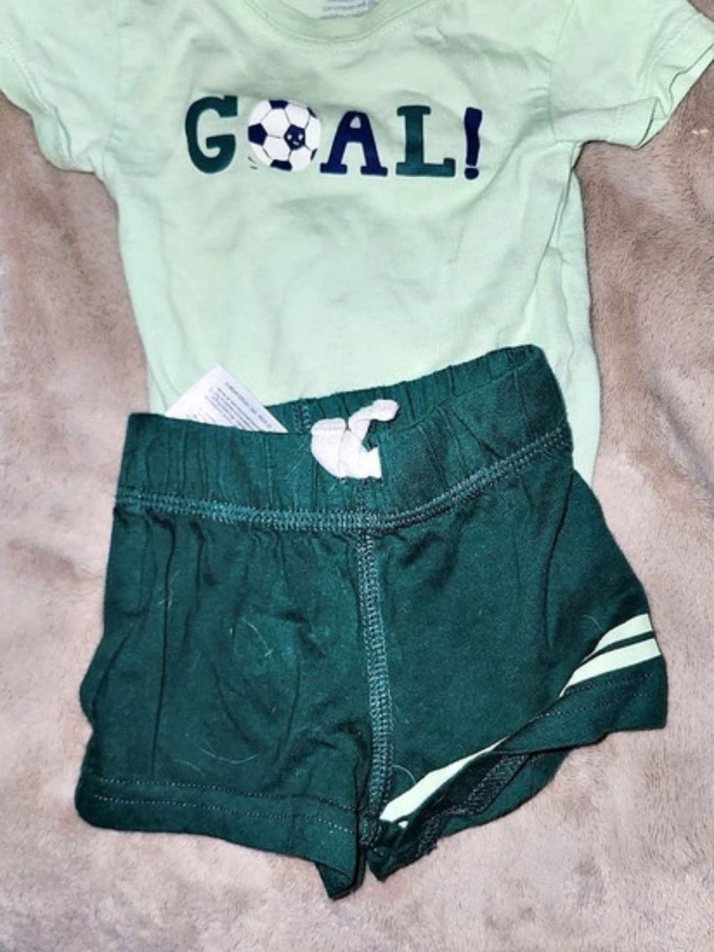 Carter's Baby Boy 2-Piece Soccer Goal Short-Sleeve Bodysuit & Short Set Green &